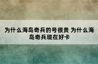 为什么海岛奇兵的号很贵 为什么海岛奇兵现在好卡